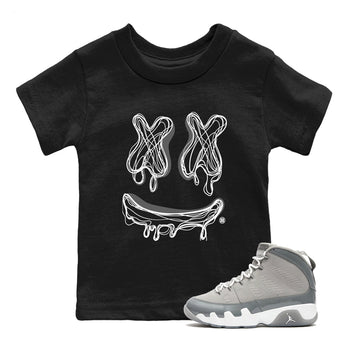 9s Cool Grey best t shirts to wear with jordans Smile Doodle sneaker match tees Air Jordan 9 Retro Cool Grey match shoes to clothes SNRT Sneaker Tees Youth Baby Black 1 tee