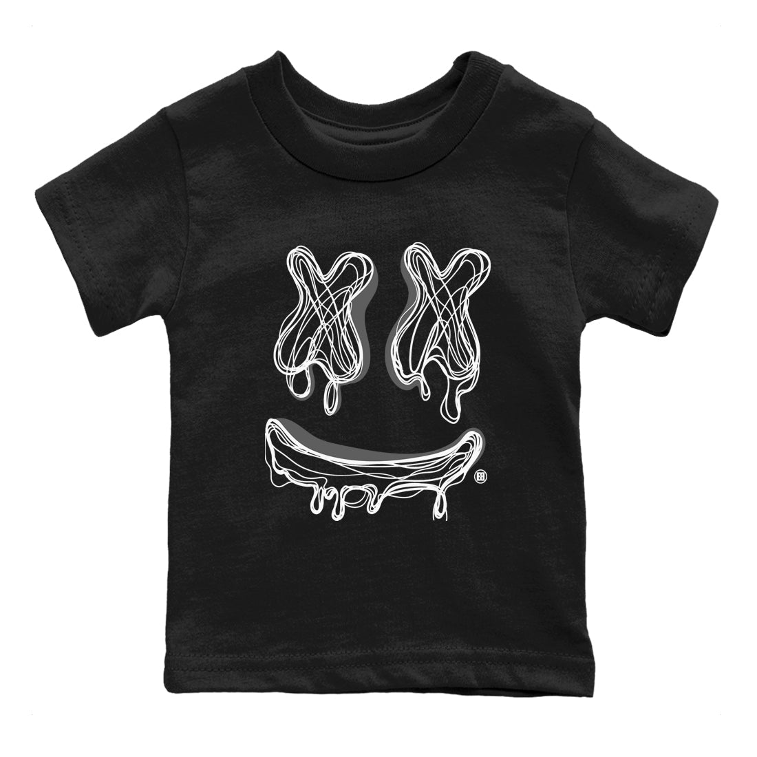 9s Cool Grey best t shirts to wear with jordans Smile Doodle sneaker match tees Air Jordan 9 Retro Cool Grey match shoes to clothes SNRT Sneaker Tees Youth Baby Black 2 tee