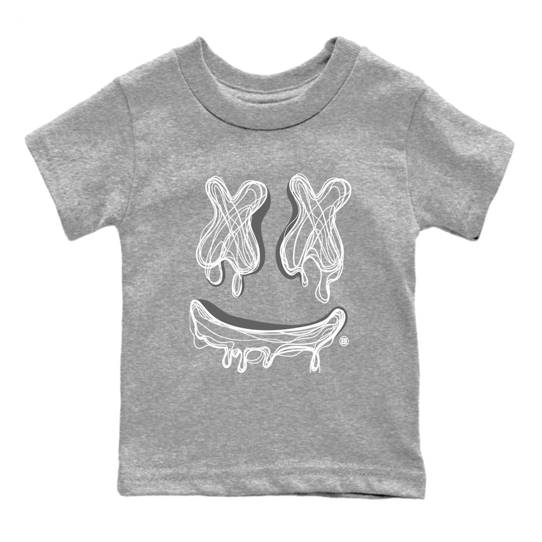 9s Cool Grey best t shirts to wear with jordans Smile Doodle sneaker match tees Air Jordan 9 Retro Cool Grey match shoes to clothes SNRT Sneaker Tees Youth Baby Heather Grey 2 tee