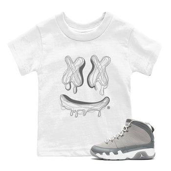 9s Cool Grey best t shirts to wear with jordans Smile Doodle sneaker match tees Air Jordan 9 Retro Cool Grey match shoes to clothes SNRT Sneaker Tees Youth Baby White 1 tee