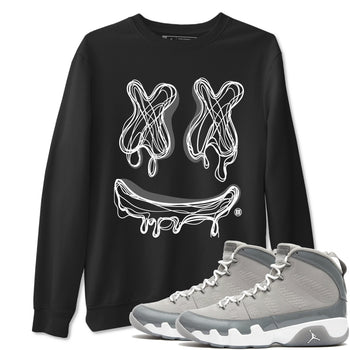 9s Cool Grey best t shirts to wear with jordans Smile Doodle sneaker match tees Air Jordan 9 Retro Cool Grey match shoes to clothes SNRT Sneaker Tees unisex cotton Black 1 shirts