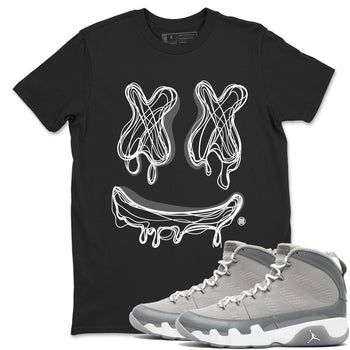 9s Cool Grey best t shirts to wear with jordans Smile Doodle sneaker match tees Air Jordan 9 Retro Cool Grey match shoes to clothes SNRT Sneaker Tees unisex cotton Black 1 shirts