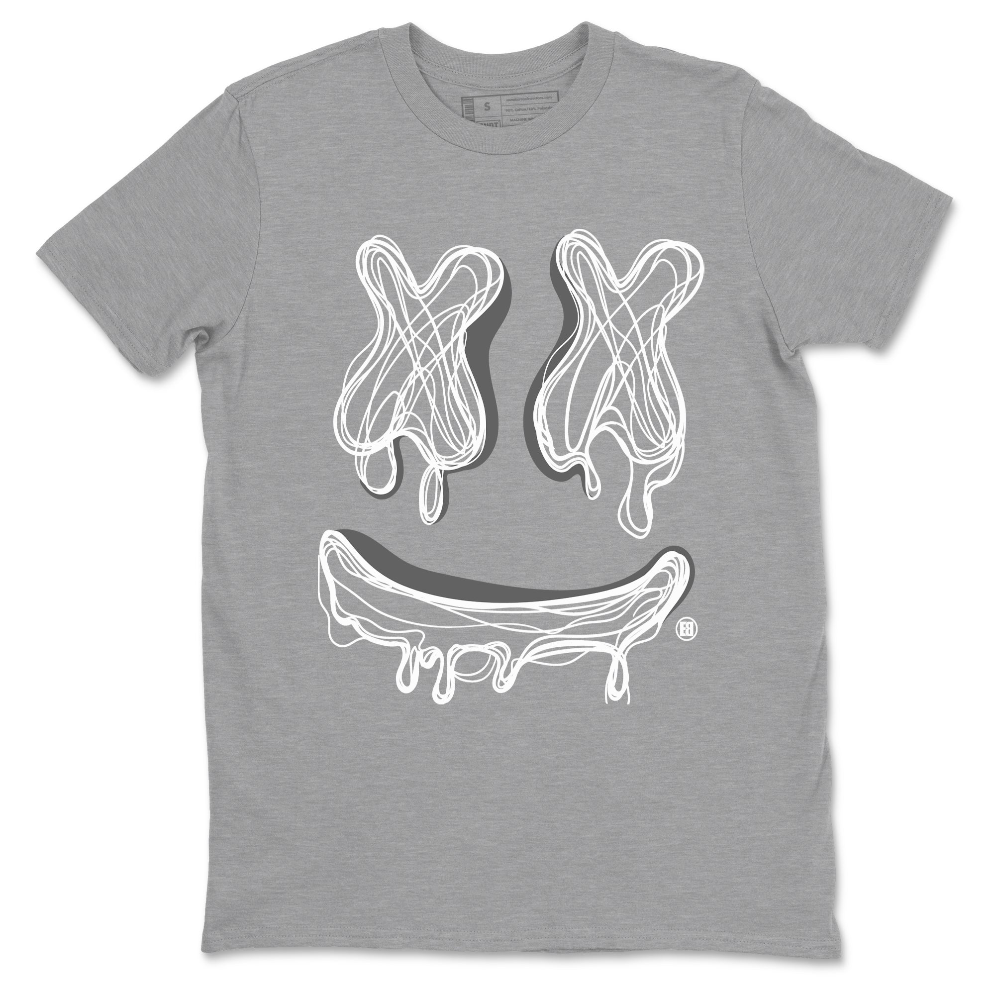 9s Cool Grey best t shirts to wear with jordans Smile Doodle sneaker match tees Air Jordan 9 Retro Cool Grey match shoes to clothes SNRT Sneaker Tees unisex cotton Heather Grey 2 shirts