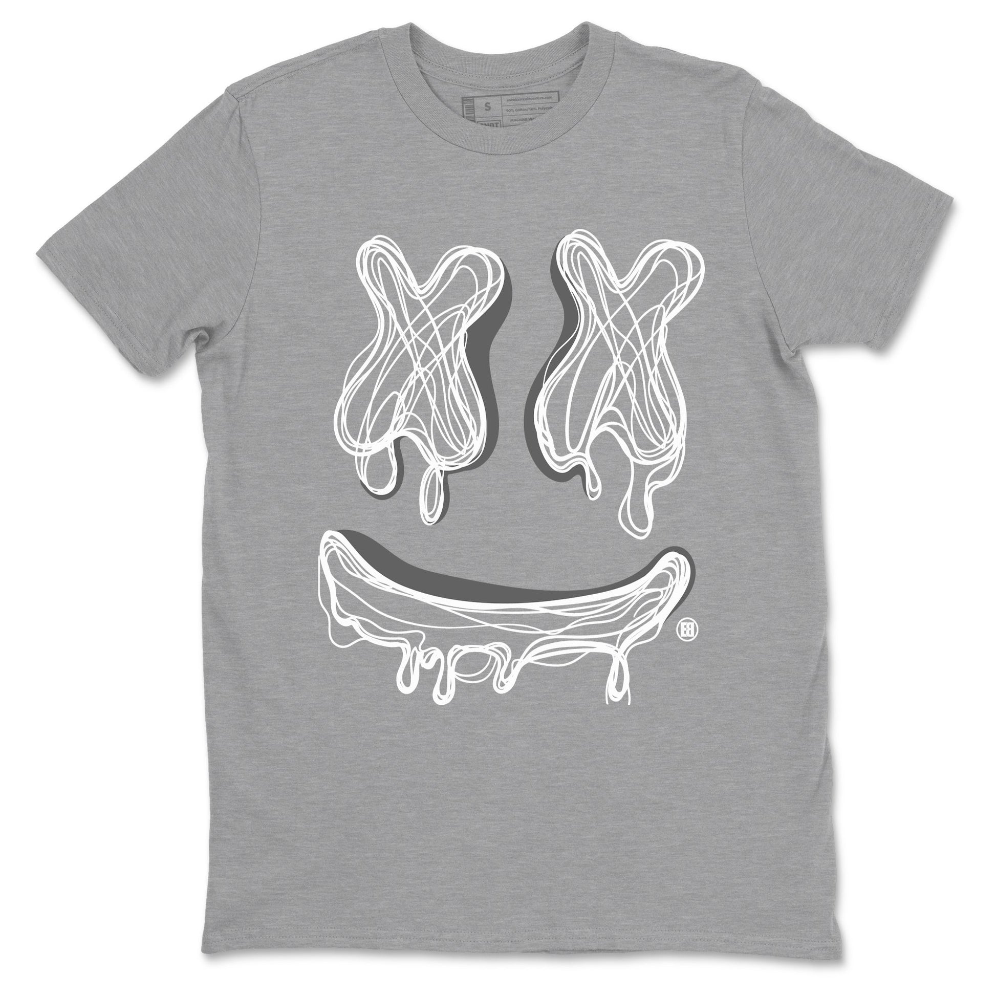 9s Cool Grey best t shirts to wear with jordans Smile Doodle sneaker match tees Air Jordan 9 Retro Cool Grey match shoes to clothes SNRT Sneaker Tees unisex cotton Heather Grey 2 shirts