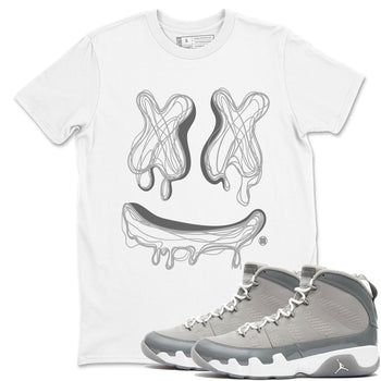 9s Cool Grey best t shirts to wear with jordans Smile Doodle sneaker match tees Air Jordan 9 Retro Cool Grey match shoes to clothes SNRT Sneaker Tees unisex cotton White 1 shirts