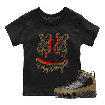 9s Olive shirts to match jordans Smile Doodle sneaker match tees Air Jordan 9 Olive match shoes to clothes SNRT Sneaker Tees Youth Baby Black 1 tee