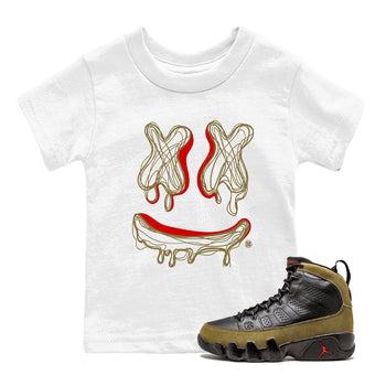 9s Olive shirts to match jordans Smile Doodle sneaker match tees Air Jordan 9 Olive match shoes to clothes SNRT Sneaker Tees Youth Baby White 1 tee