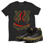 9s Olive shirts to match jordans Smile Doodle sneaker match tees Air Jordan 9 Olive match shoes to clothes SNRT Sneaker Tees unisex cotton Black 1 shirts