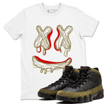 9s Olive shirts to match jordans Smile Doodle sneaker match tees Air Jordan 9 Olive match shoes to clothes SNRT Sneaker Tees unisex cotton White 1 shirts