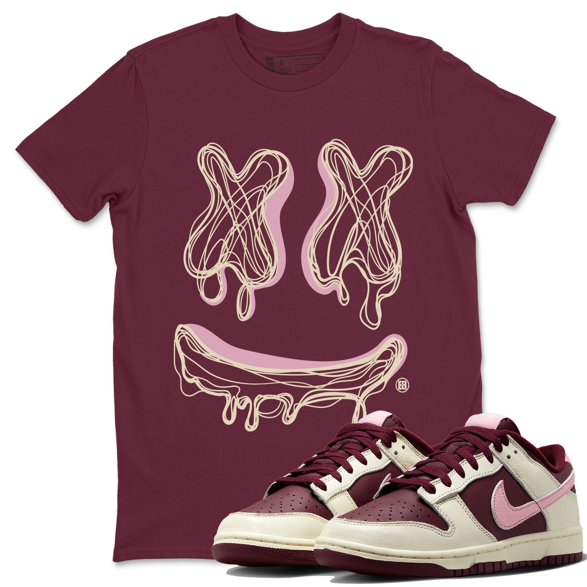 Dunk Valentines Day shirt to match jordans Smile Doodle sneaker tees Dunk Valentines Day SNRT Sneaker Release Tees unisex cotton Maroon 1 crew neck shirt