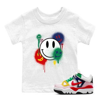 AF 3 Nigo shirtsto match jordans Smile Painting sneaker match tees Air Force 3 Low x Nigo Blue Void and Tour Yellow match shoes to clothes SNRT Sneaker Tees Youth Baby White 1 tee