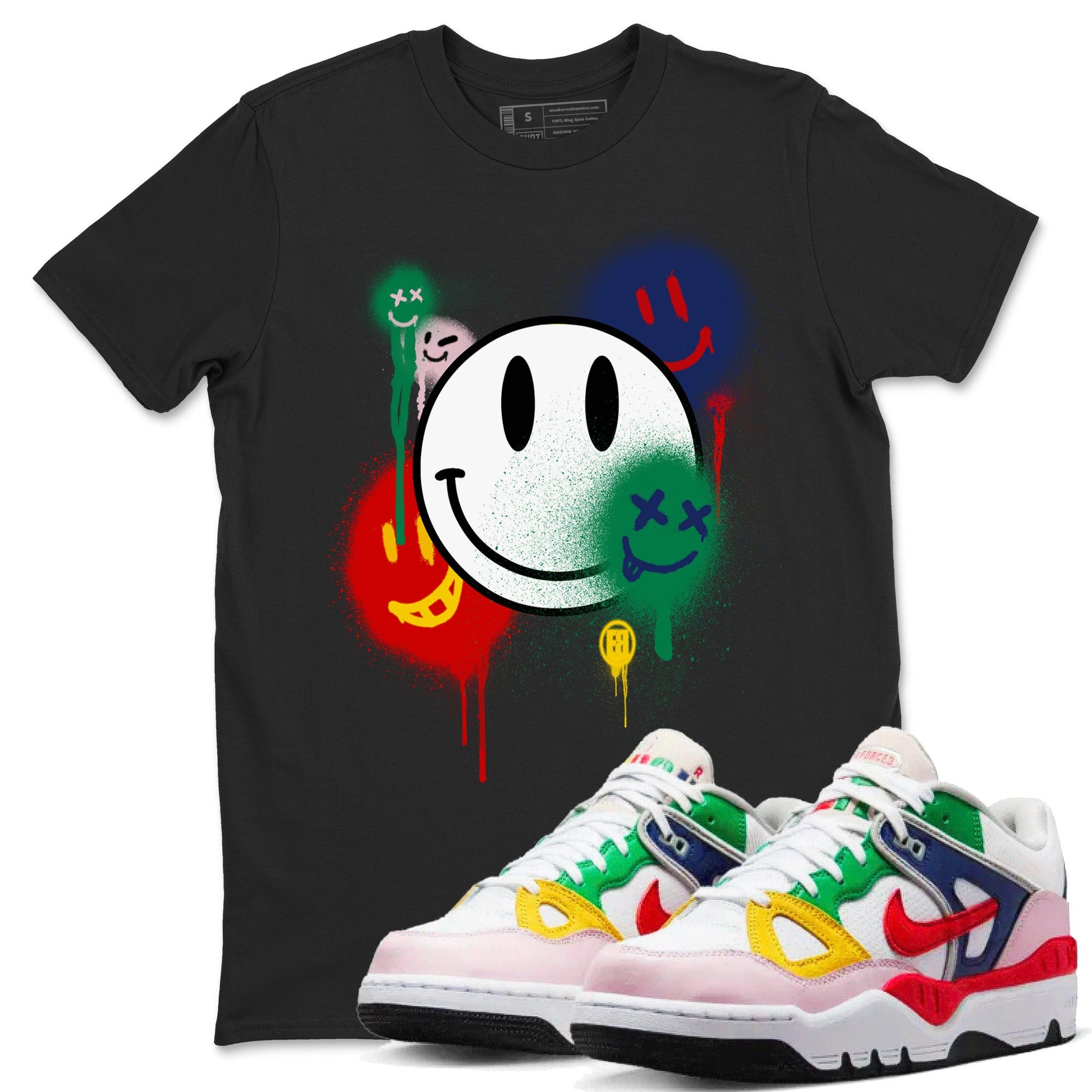 AF 3 Nigo shirtsto match jordans Smile Painting sneaker match tees Air Force 3 Low x Nigo Blue Void and Tour Yellow match shoes to clothes SNRT Sneaker Tees unisex cotton Black 1 shirts