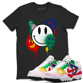AF 3 Nigo shirtsto match jordans Smile Painting sneaker match tees Air Force 3 Low x Nigo Blue Void and Tour Yellow match shoes to clothes SNRT Sneaker Tees unisex cotton Black 1 shirts
