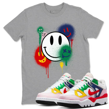 AF 3 Nigo shirtsto match jordans Smile Painting sneaker match tees Air Force 3 Low x Nigo Blue Void and Tour Yellow match shoes to clothes SNRT Sneaker Tees unisex cotton Heather Grey 1 shirts