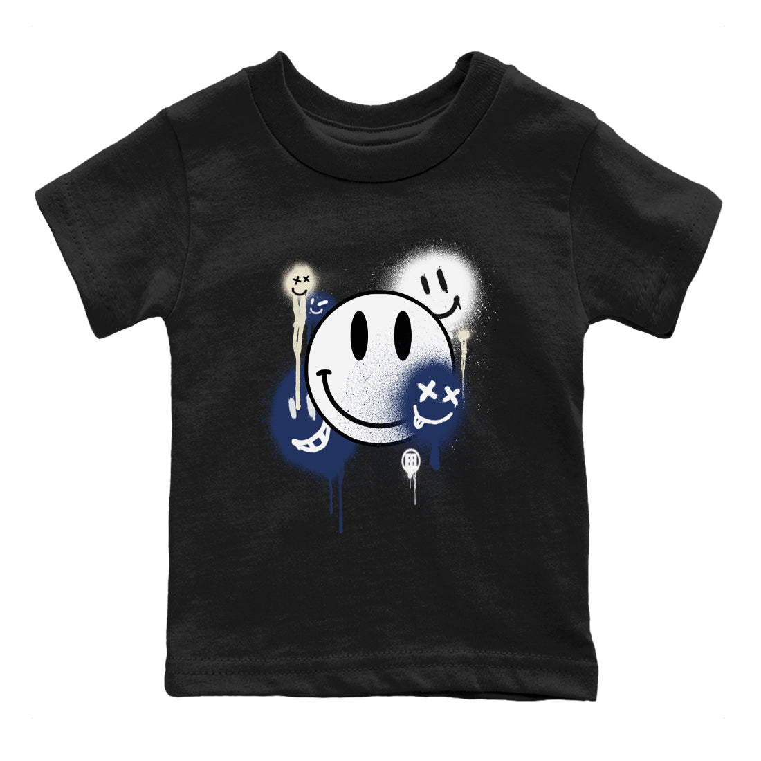 1s Midnight Navy shirts to match jordans Smile Painting sneaker match tees Air Jordan 1 Midnight Navy match shoes to clothes SNRT Sneaker Tees Youth Baby Black 2 tee