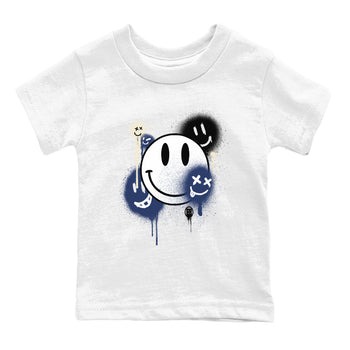 1s Midnight Navy shirts to match jordans Smile Painting sneaker match tees Air Jordan 1 Midnight Navy match shoes to clothes SNRT Sneaker Tees Youth Baby White 2 tee