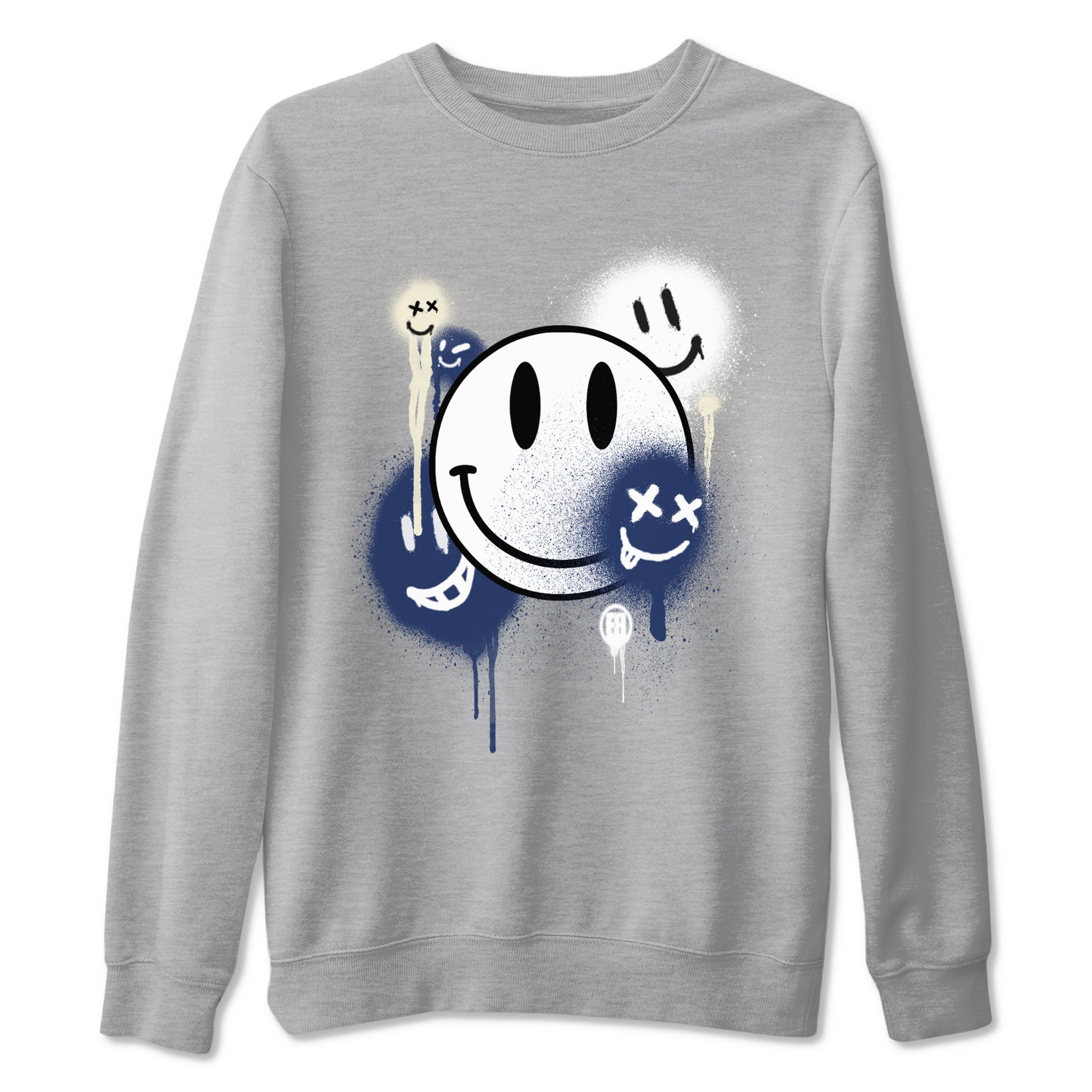 1s Midnight Navy shirts to match jordans Smile Painting sneaker match tees Air Jordan 1 Midnight Navy match shoes to clothes SNRT Sneaker Tees unisex cotton Heather Grey 2 shirts