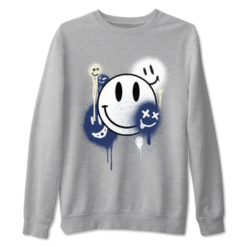 1s Midnight Navy shirts to match jordans Smile Painting sneaker match tees Air Jordan 1 Midnight Navy match shoes to clothes SNRT Sneaker Tees unisex cotton Heather Grey 2 shirts