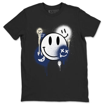1s Midnight Navy shirts to match jordans Smile Painting sneaker match tees Air Jordan 1 Midnight Navy match shoes to clothes SNRT Sneaker Tees unisex cotton Black 2 shirts