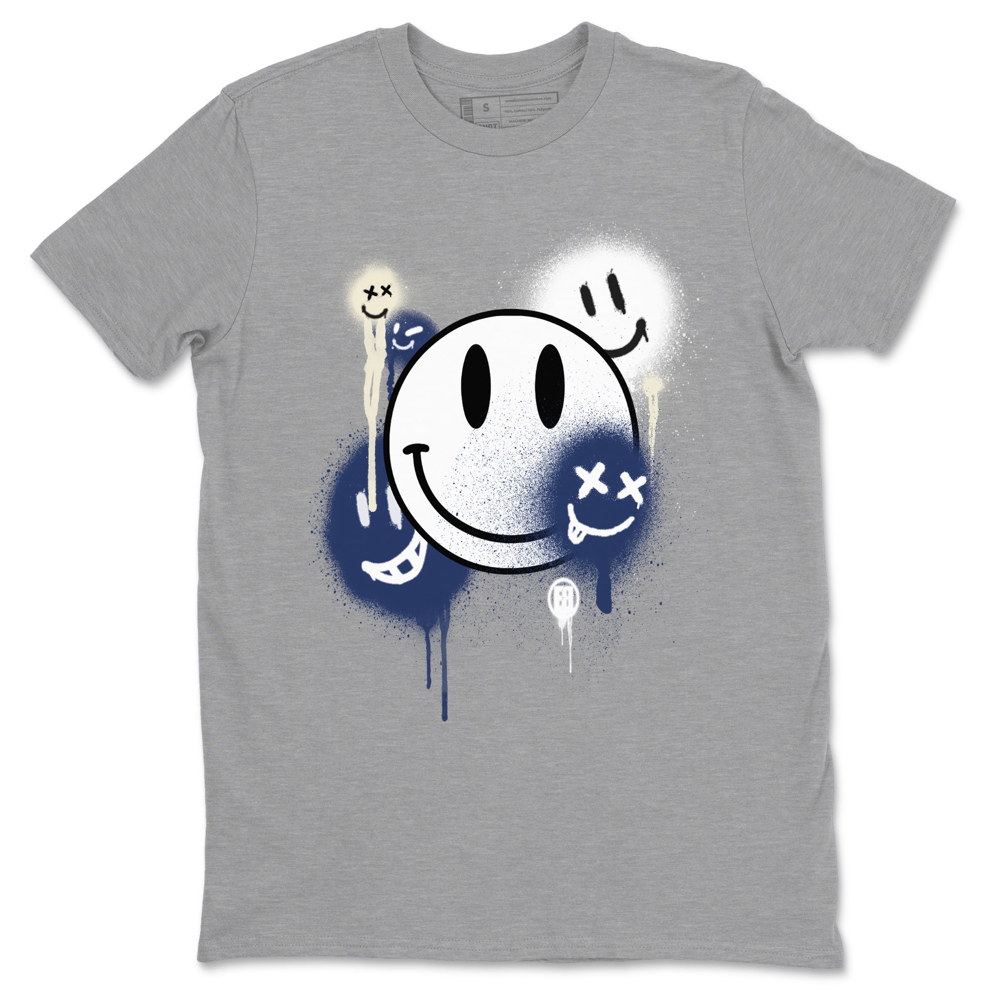 1s Midnight Navy shirts to match jordans Smile Painting sneaker match tees Air Jordan 1 Midnight Navy match shoes to clothes SNRT Sneaker Tees unisex cotton Heather Grey 2 shirts