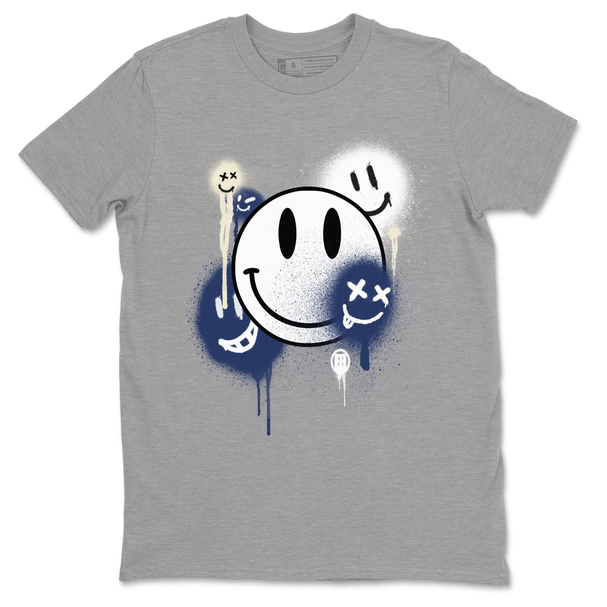 1s Midnight Navy shirts to match jordans Smile Painting sneaker match tees Air Jordan 1 Midnight Navy match shoes to clothes SNRT Sneaker Tees unisex cotton Heather Grey 2 shirts
