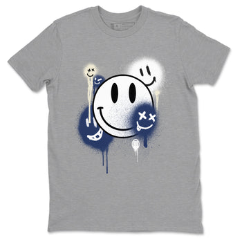 1s Midnight Navy shirts to match jordans Smile Painting sneaker match tees Air Jordan 1 Midnight Navy match shoes to clothes SNRT Sneaker Tees unisex cotton Heather Grey 2 shirts