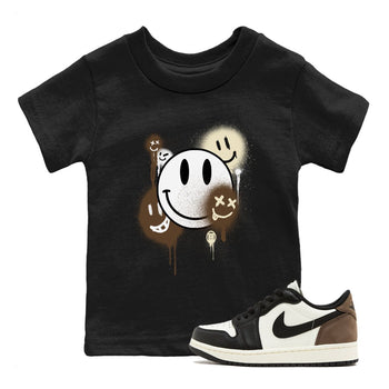 1s Mocha shirts to match jordans Smile Painting sneaker match tees Air Jordan 1 Mocha match shoes to clothes SNRT Sneaker Tees Youth Baby Black 1 tee