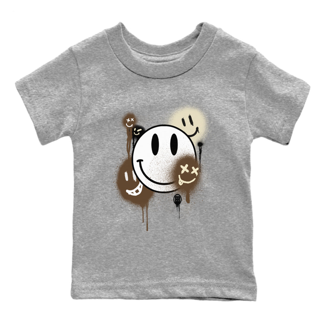 1s Mocha shirts to match jordans Smile Painting sneaker match tees Air Jordan 1 Mocha match shoes to clothes SNRT Sneaker Tees Youth Baby Heather Grey 2 tee