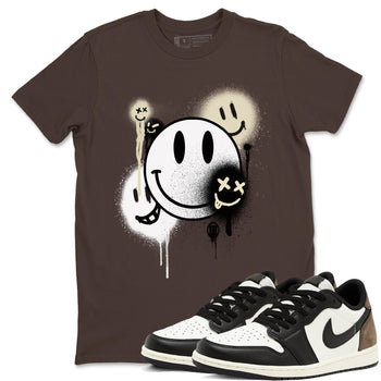 1s Mocha shirts to match jordans Smile Painting sneaker match tees Air Jordan 1 Mocha match shoes to clothes SNRT Sneaker Tees unisex cotton Dark Chocolate 1 shirts