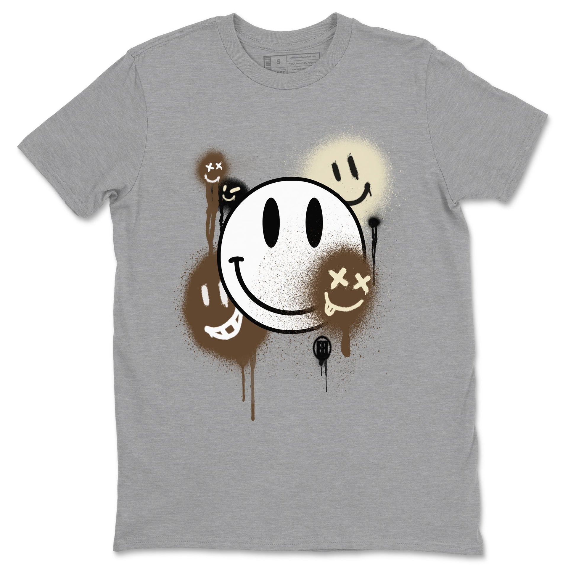 1s Mocha shirts to match jordans Smile Painting sneaker match tees Air Jordan 1 Mocha match shoes to clothes SNRT Sneaker Tees unisex cotton Heather Grey 2 shirts