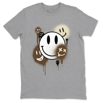1s Mocha shirts to match jordans Smile Painting sneaker match tees Air Jordan 1 Mocha match shoes to clothes SNRT Sneaker Tees unisex cotton Heather Grey 2 shirts