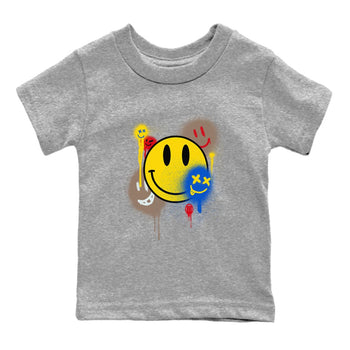 1s Travis Scott Canary shirt to match jordans Smile Painting sneaker tees Air Jordan 1 Travis Scott Canary SNRT sneaker release tees baby toddler Heather Grey 2 cotton Shirt