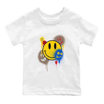 1s Travis Scott Canary shirt to match jordans Smile Painting sneaker tees Air Jordan 1 Travis Scott Canary SNRT sneaker release tees baby toddler White 2 cotton Shirt