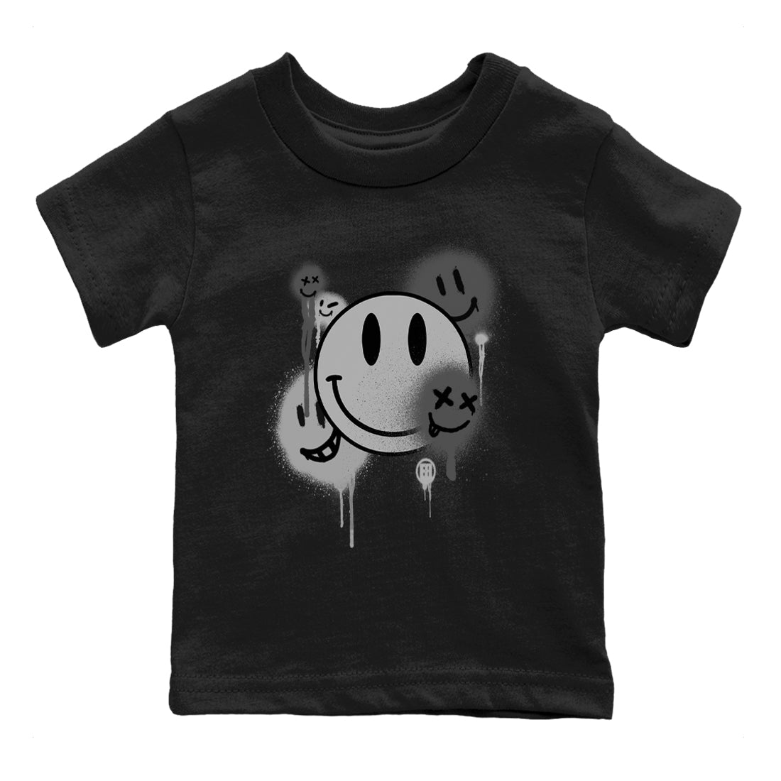 12s Black Wolf Grey shirts to match jordans Smile Painting sneaker match tees Air Jordan 12 Black Wolf Grey match shoes to clothes SNRT Sneaker Tees Youth Baby Black 2 tee