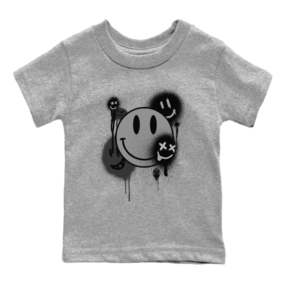 12s Black Wolf Grey shirts to match jordans Smile Painting sneaker match tees Air Jordan 12 Black Wolf Grey match shoes to clothes SNRT Sneaker Tees Youth Baby Heather Grey 2 tee