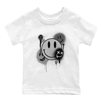 12s Black Wolf Grey shirts to match jordans Smile Painting sneaker match tees Air Jordan 12 Black Wolf Grey match shoes to clothes SNRT Sneaker Tees Youth Baby White 2 tee
