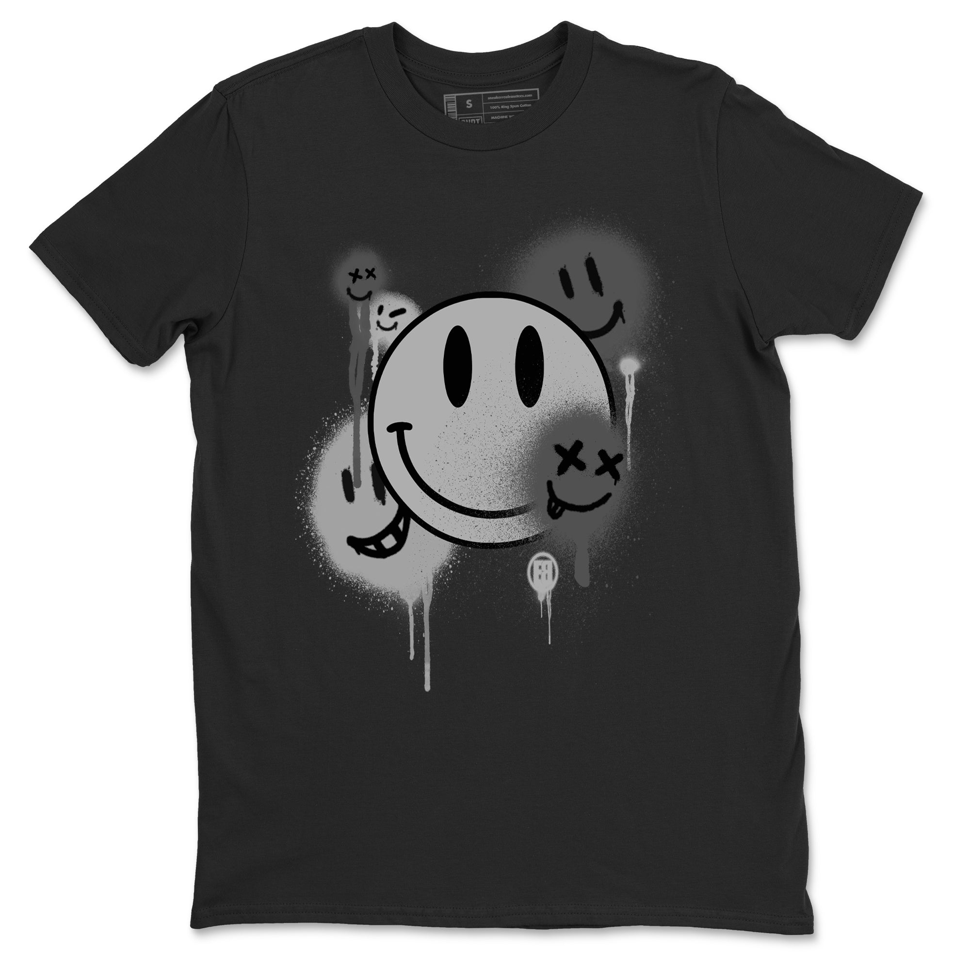12s Black Wolf Grey shirts to match jordans Smile Painting sneaker match tees Air Jordan 12 Black Wolf Grey match shoes to clothes SNRT Sneaker Tees unisex cotton Black 2 shirts
