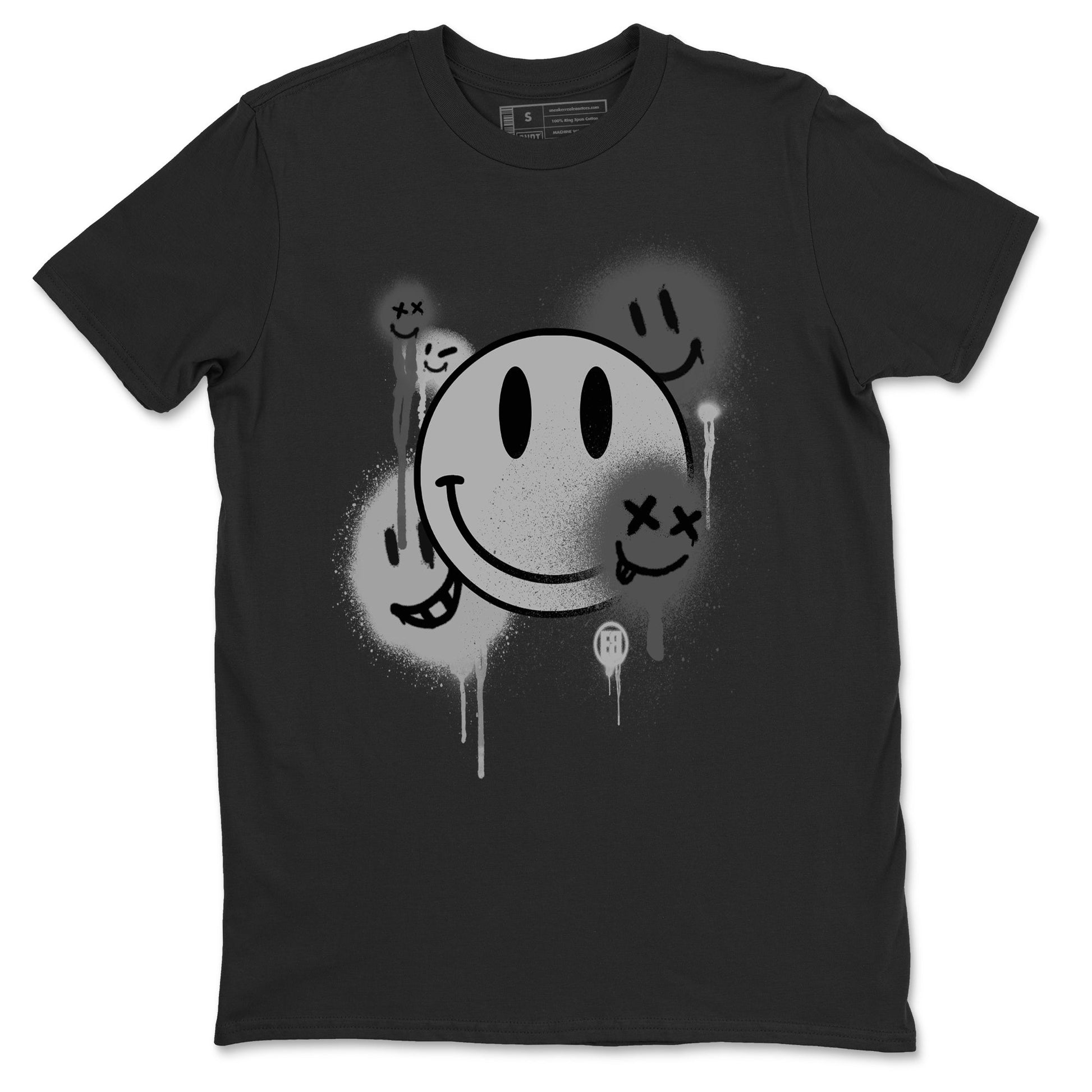 12s Black Wolf Grey shirts to match jordans Smile Painting sneaker match tees Air Jordan 12 Black Wolf Grey match shoes to clothes SNRT Sneaker Tees unisex cotton Black 2 shirts