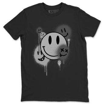 12s Black Wolf Grey shirts to match jordans Smile Painting sneaker match tees Air Jordan 12 Black Wolf Grey match shoes to clothes SNRT Sneaker Tees unisex cotton Black 2 shirts