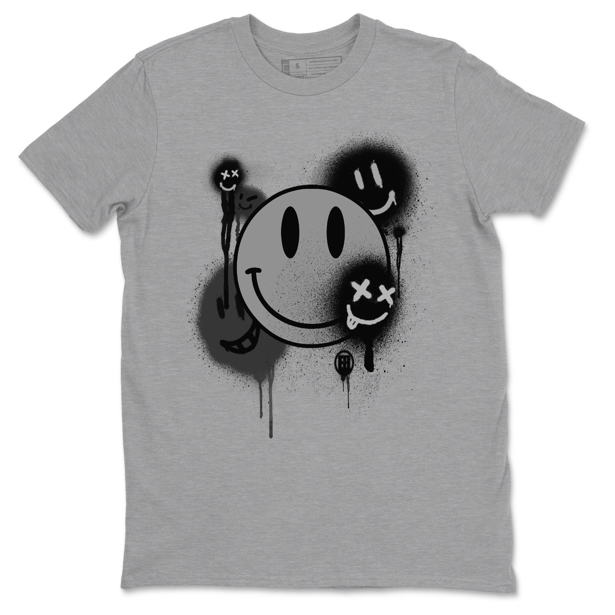12s Black Wolf Grey shirts to match jordans Smile Painting sneaker match tees Air Jordan 12 Black Wolf Grey match shoes to clothes SNRT Sneaker Tees unisex cotton Heather Grey 2 shirts