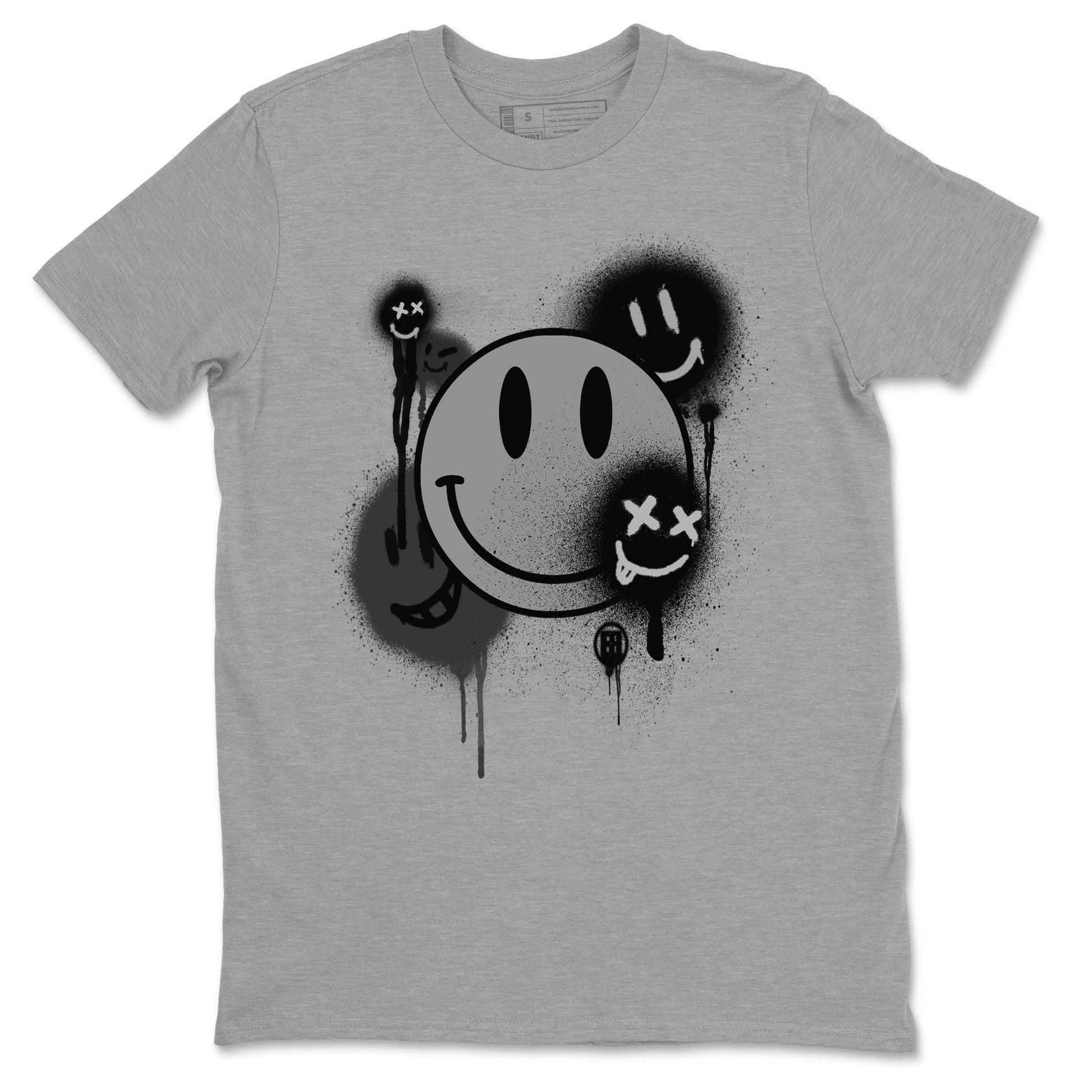 12s Black Wolf Grey shirts to match jordans Smile Painting sneaker match tees Air Jordan 12 Black Wolf Grey match shoes to clothes SNRT Sneaker Tees unisex cotton Heather Grey 2 shirts