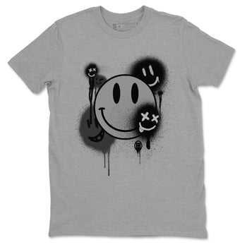 12s Black Wolf Grey shirts to match jordans Smile Painting sneaker match tees Air Jordan 12 Black Wolf Grey match shoes to clothes SNRT Sneaker Tees unisex cotton Heather Grey 2 shirts