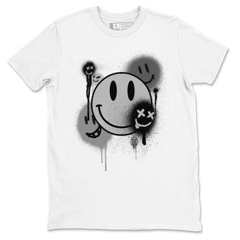 12s Black Wolf Grey shirts to match jordans Smile Painting sneaker match tees Air Jordan 12 Black Wolf Grey match shoes to clothes SNRT Sneaker Tees unisex cotton White 2 shirts