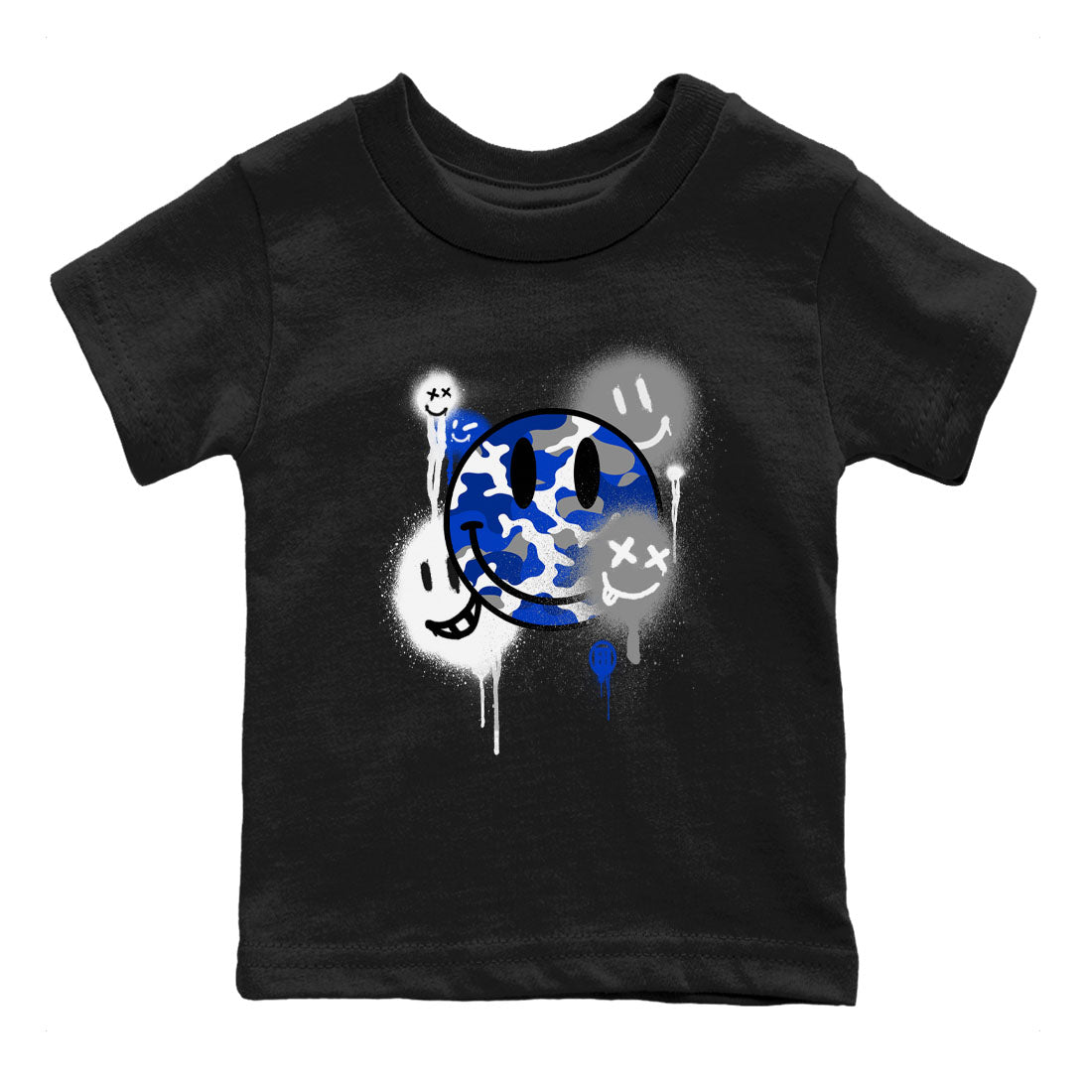 AJ12 Blueberry shirts to match jordans Smile Painting sneaker match tees Air Jordan 12 Blueberry SNRT Sneaker Tees streetwear brand Baby and Youth Black 2 cotton tee