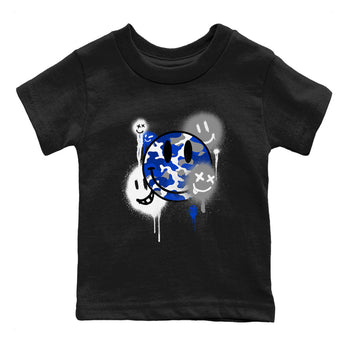 AJ12 Blueberry shirts to match jordans Smile Painting sneaker match tees Air Jordan 12 Blueberry SNRT Sneaker Tees streetwear brand Baby and Youth Black 2 cotton tee