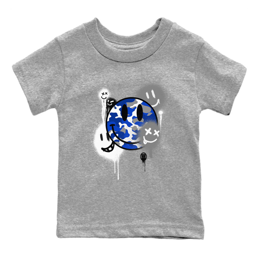 AJ12 Blueberry shirts to match jordans Smile Painting sneaker match tees Air Jordan 12 Blueberry SNRT Sneaker Tees streetwear brand Baby and Youth Heather Grey 2 cotton tee
