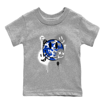 AJ12 Blueberry shirts to match jordans Smile Painting sneaker match tees Air Jordan 12 Blueberry SNRT Sneaker Tees streetwear brand Baby and Youth Heather Grey 2 cotton tee