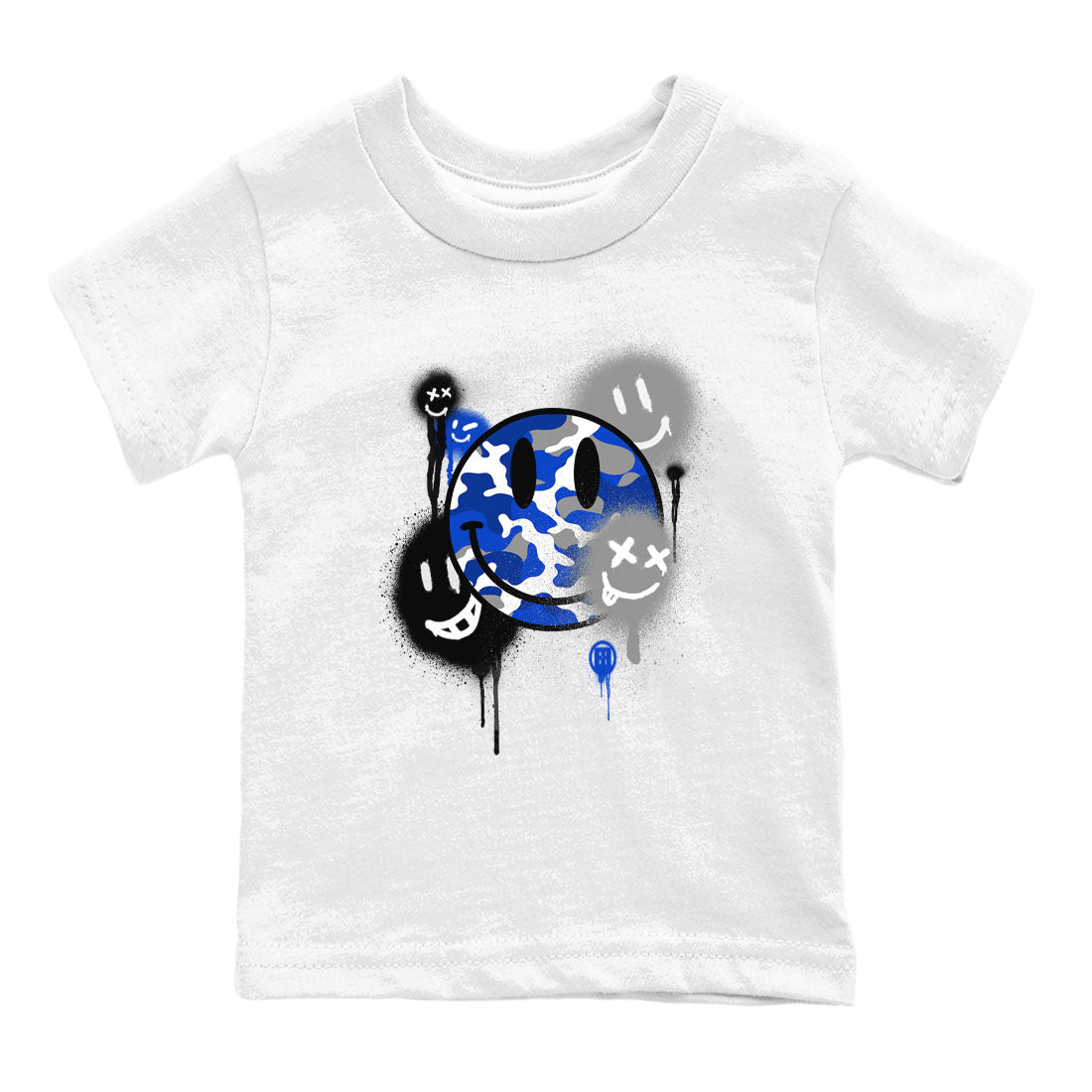 AJ12 Blueberry shirts to match jordans Smile Painting sneaker match tees Air Jordan 12 Blueberry SNRT Sneaker Tees streetwear brand Baby and Youth White 2 cotton tee