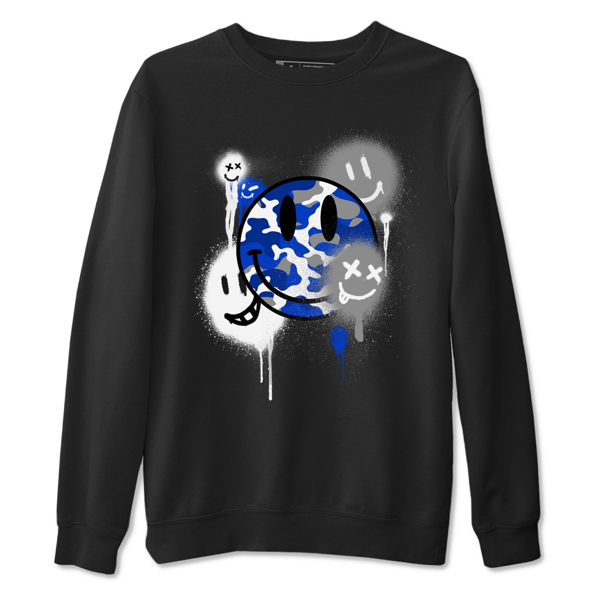 AJ12 Blueberry shirts to match jordans Smile Painting sneaker match tees Air Jordan 12 Blueberry SNRT Sneaker Tees streetwear brand Black 2 unisex cotton tee