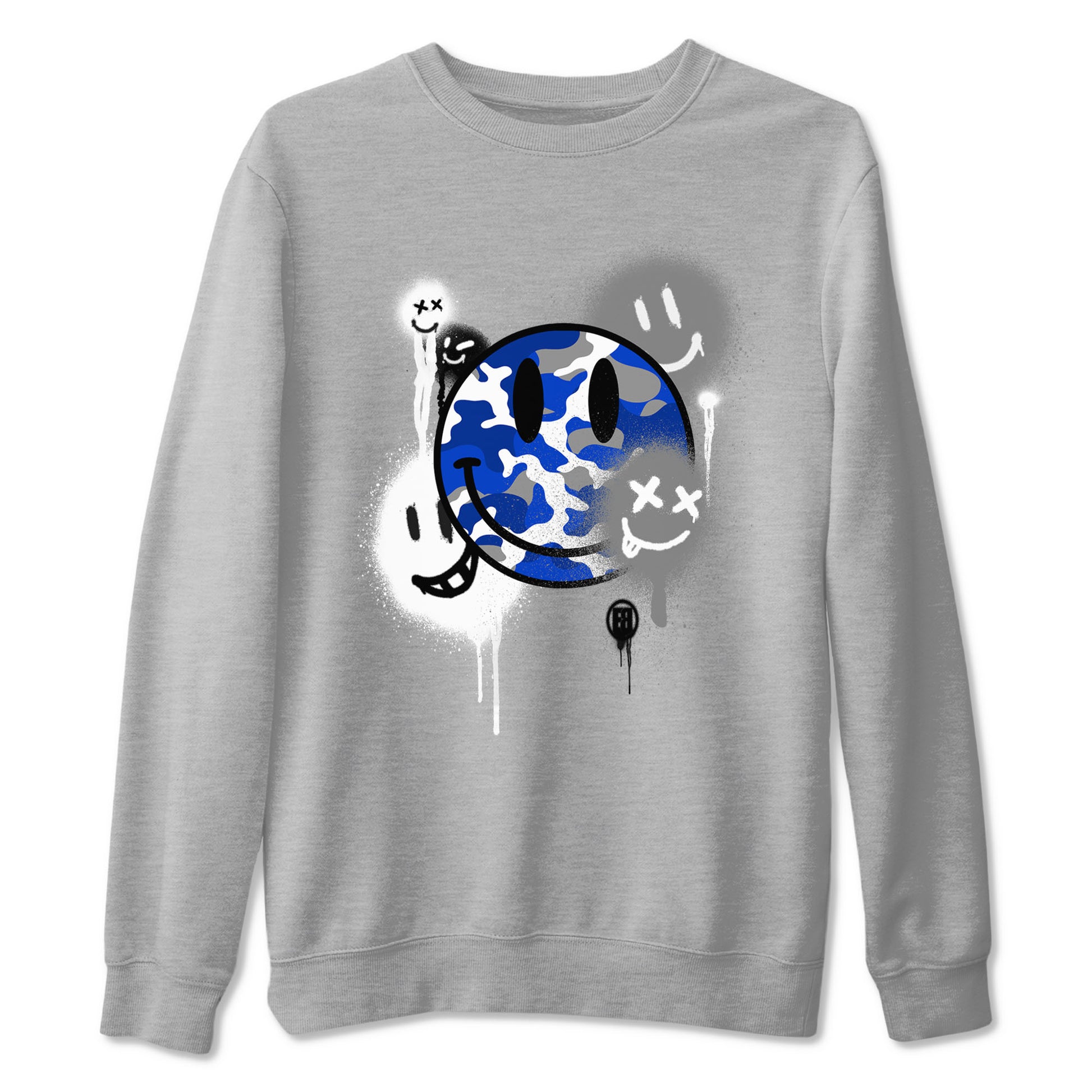 AJ12 Blueberry shirts to match jordans Smile Painting sneaker match tees Air Jordan 12 Blueberry SNRT Sneaker Tees streetwear brand Heather Grey 2 unisex cotton tee